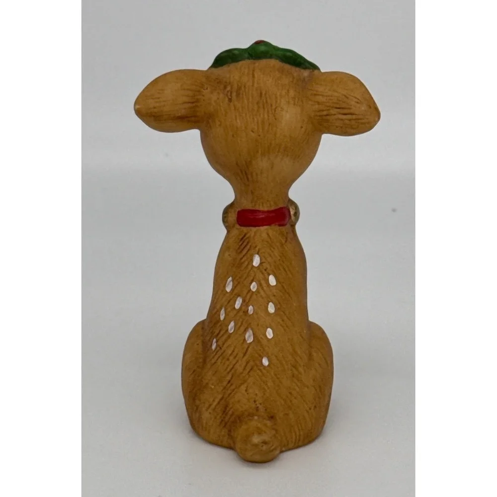 Vintage Lefton Ceramic Reindeer Figurine Christmas Holly Berry Deer‎ Doe